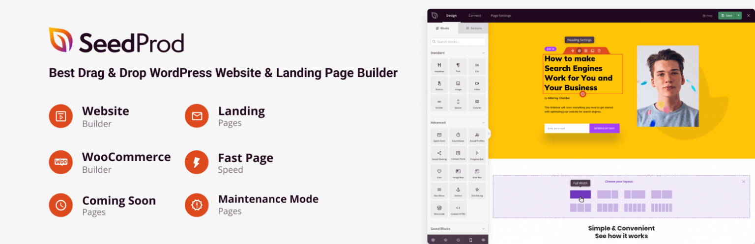 Maintenance plugin. SEEDPROD. Maintenance Mode site.